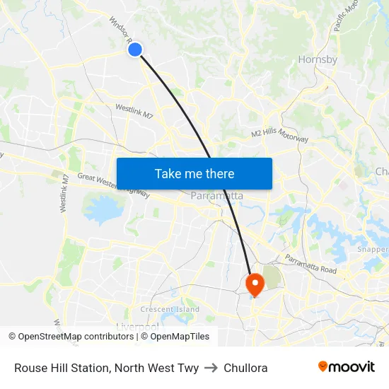 Rouse Hill Station, North West Twy to Chullora map