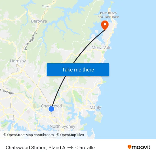 Chatswood Station, Stand A to Clareville map