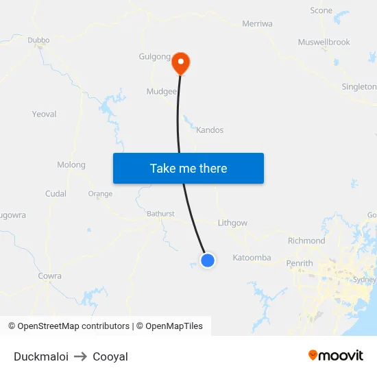 Duckmaloi to Cooyal map