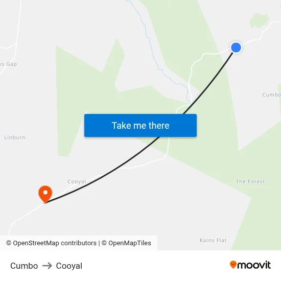 Cumbo to Cooyal map