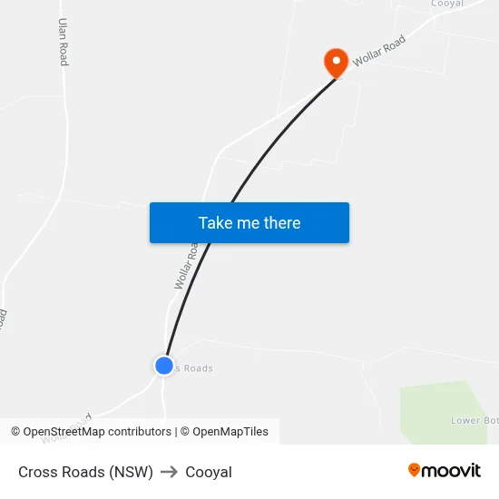 Cross Roads (NSW) to Cooyal map