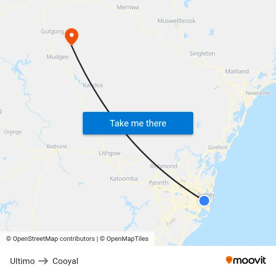 Ultimo to Cooyal map