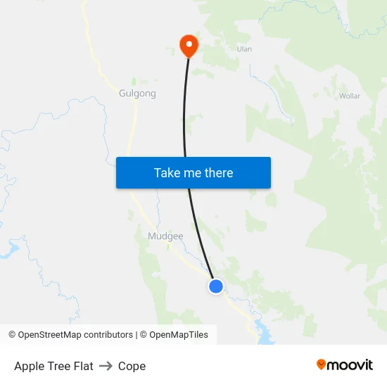 Apple Tree Flat to Cope map