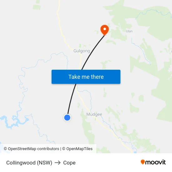 Collingwood (NSW) to Cope map
