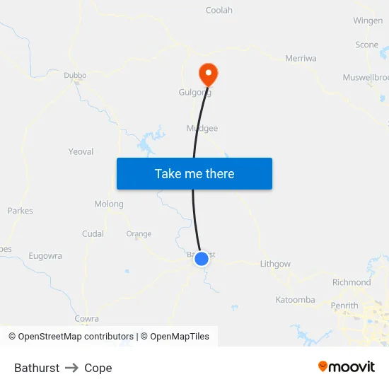 Bathurst to Cope map