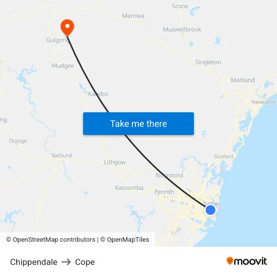 Chippendale to Cope map
