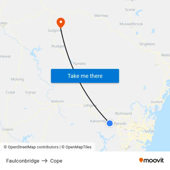 Faulconbridge to Cope map