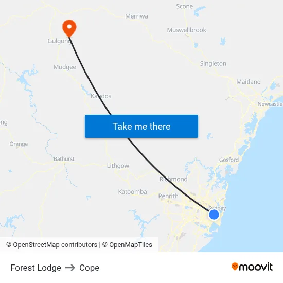 Forest Lodge to Cope map