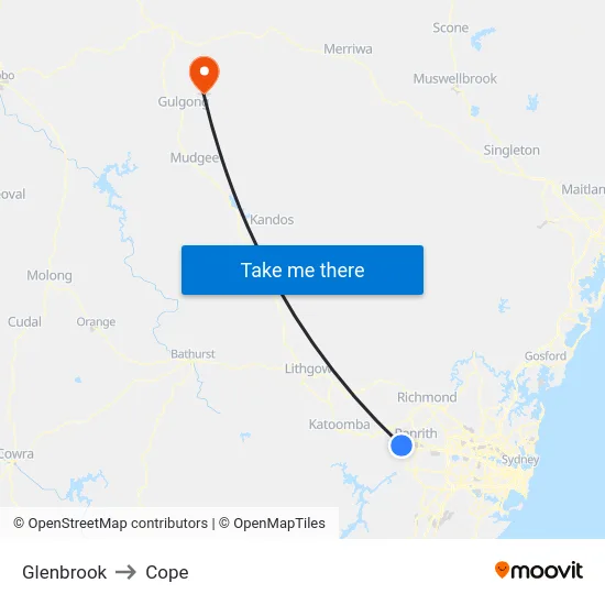 Glenbrook to Cope map