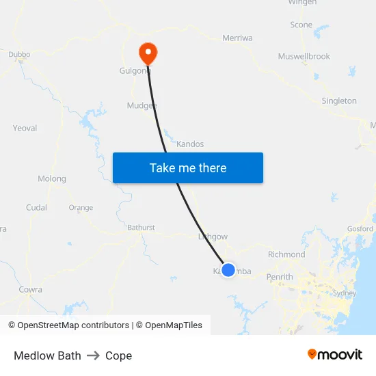 Medlow Bath to Cope map