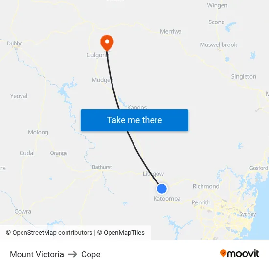 Mount Victoria to Cope map