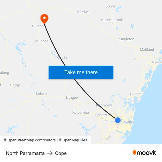 North Parramatta to Cope map