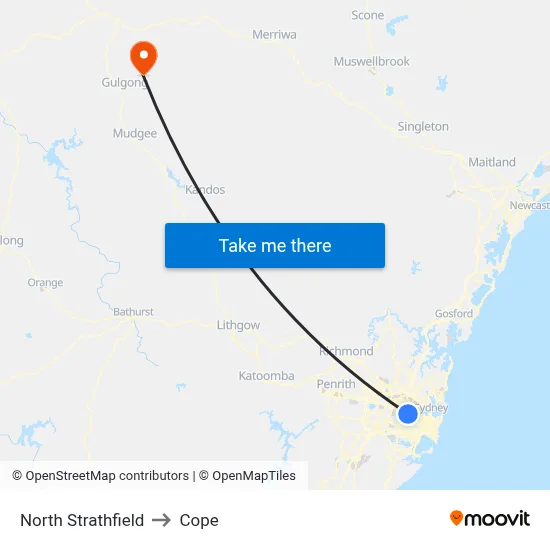 North Strathfield to Cope map