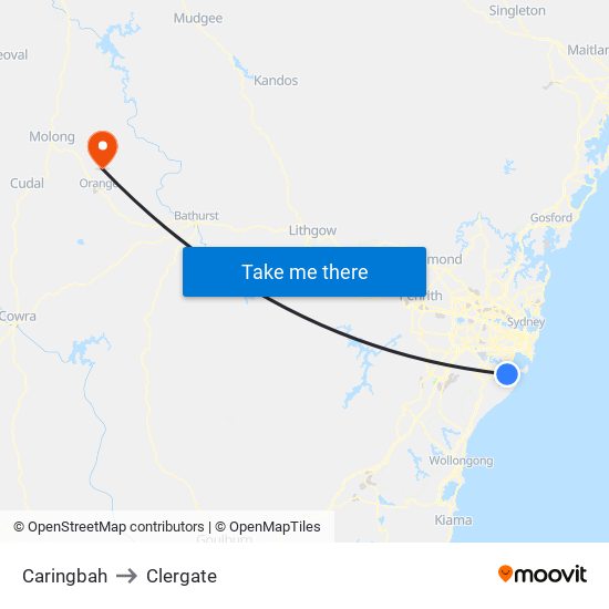 Caringbah to Clergate map