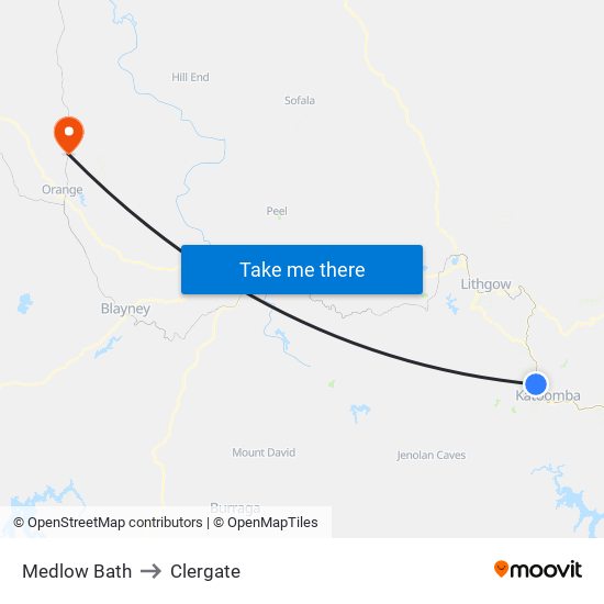 Medlow Bath to Clergate map