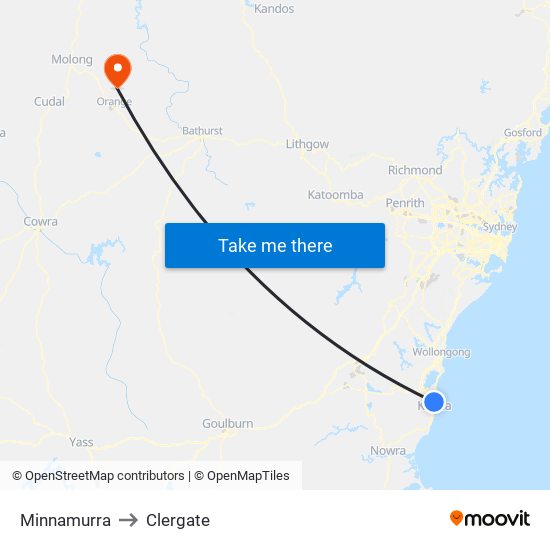 Minnamurra to Clergate map