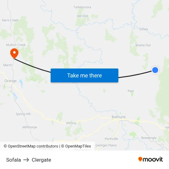 Sofala to Clergate map