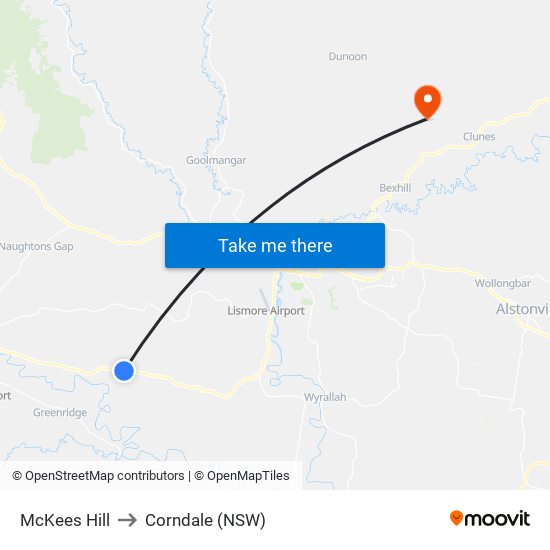 McKees Hill to Corndale (NSW) map