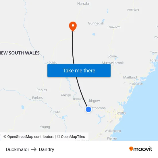 Duckmaloi to Dandry map