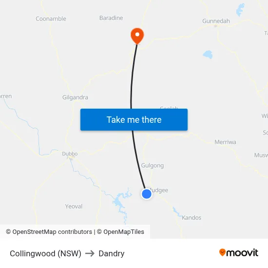 Collingwood (NSW) to Dandry map