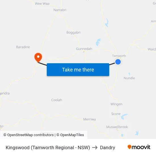 Kingswood (Tamworth Regional - NSW) to Dandry map