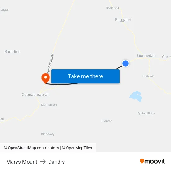 Marys Mount to Dandry map