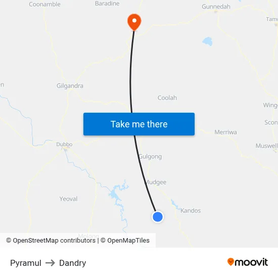 Pyramul to Dandry map