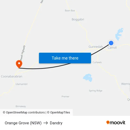Orange Grove (NSW) to Dandry map