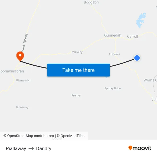 Piallaway to Dandry map