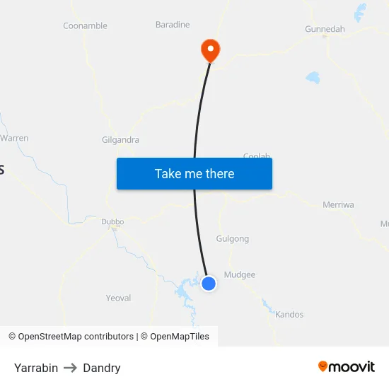 Yarrabin to Dandry map
