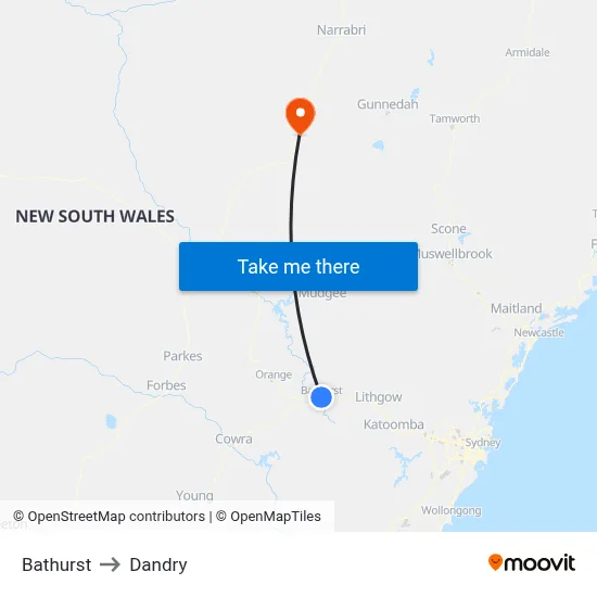 Bathurst to Dandry map