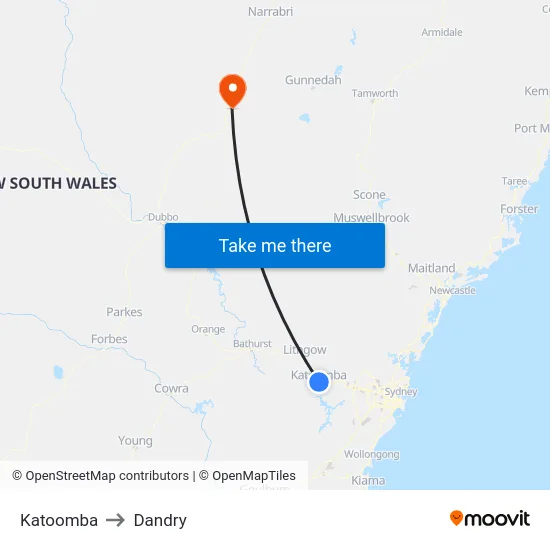 Katoomba to Dandry map