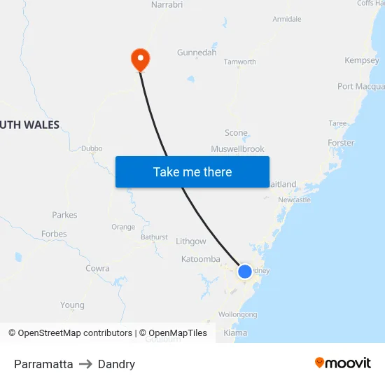 Parramatta to Dandry map