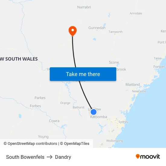South Bowenfels to Dandry map