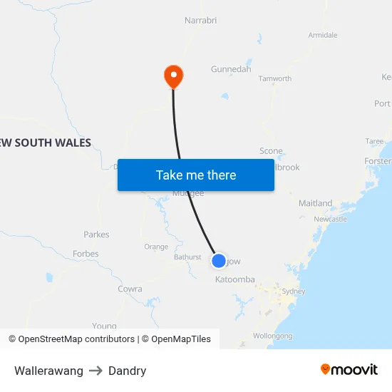 Wallerawang to Dandry map