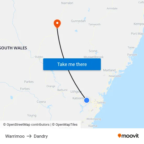 Warrimoo to Dandry map