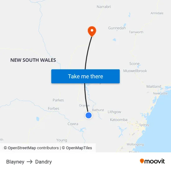 Blayney to Dandry map