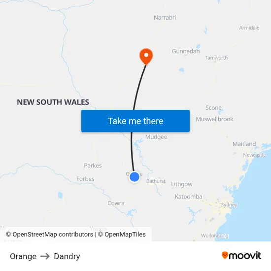 Orange to Dandry map