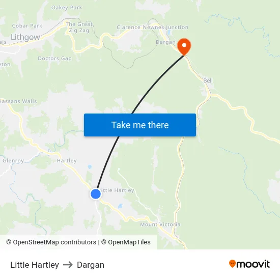 Little Hartley to Dargan map