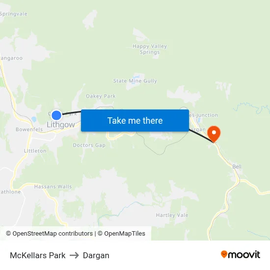 McKellars Park to Dargan map
