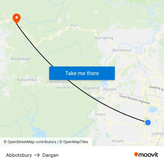 Abbotsbury to Dargan map