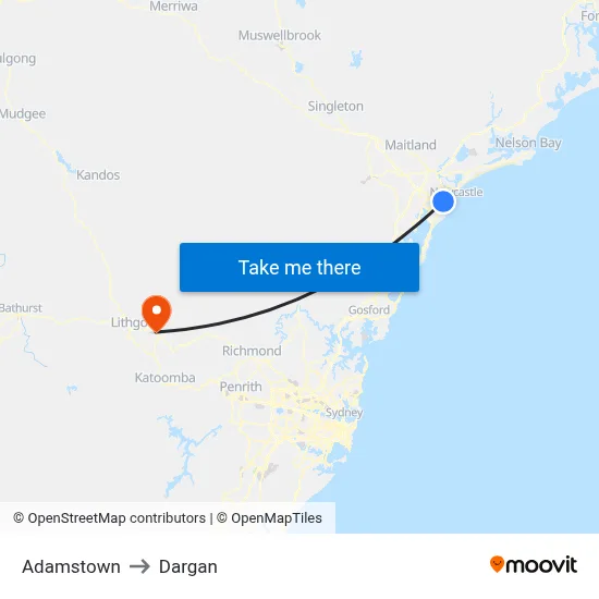 Adamstown to Dargan map