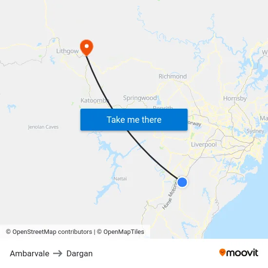 Ambarvale to Dargan map