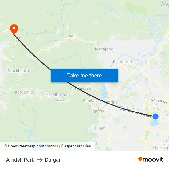 Arndell Park to Dargan map