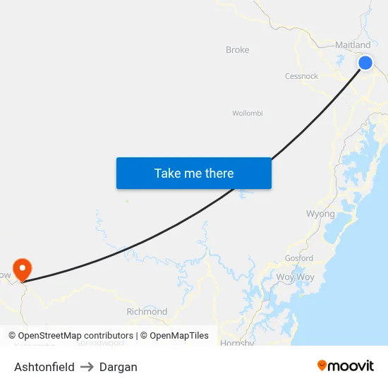 Ashtonfield to Dargan map