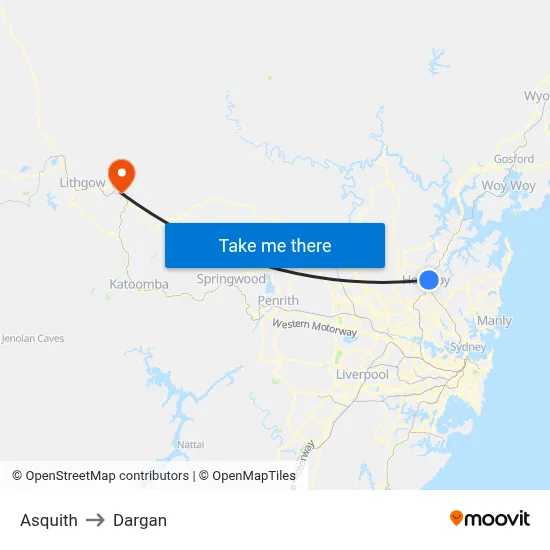 Asquith to Dargan map