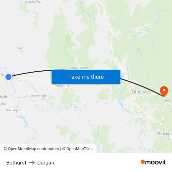 Bathurst to Dargan map