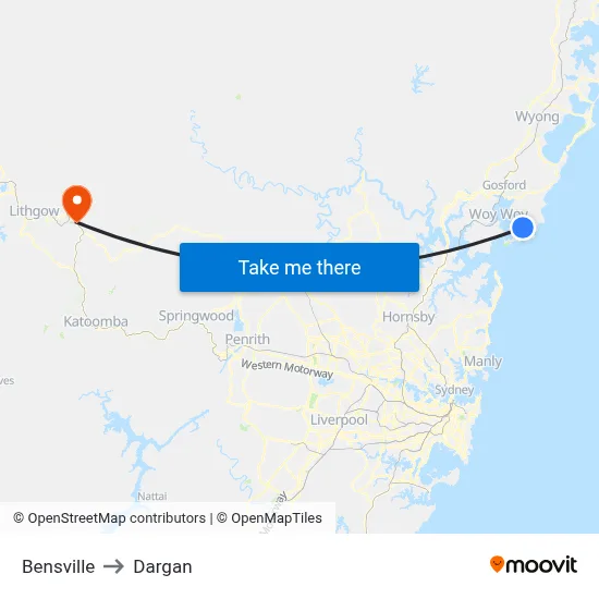 Bensville to Dargan map