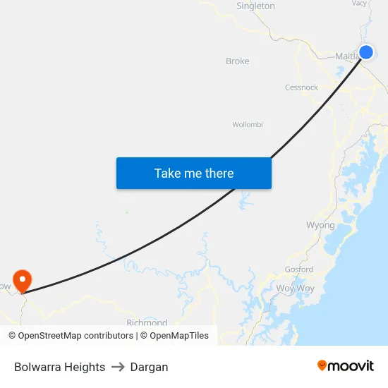 Bolwarra Heights to Dargan map