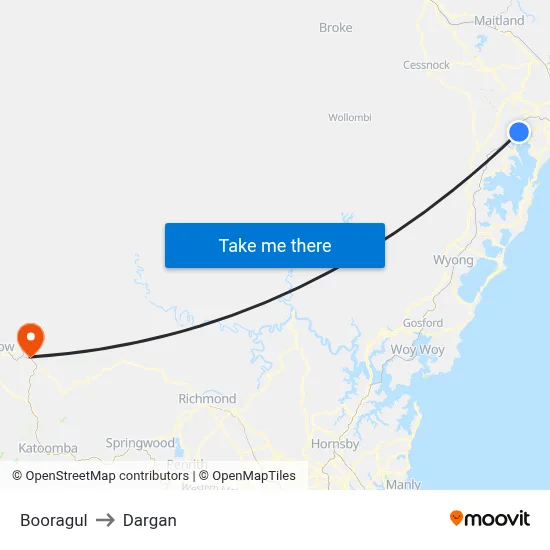 Booragul to Dargan map